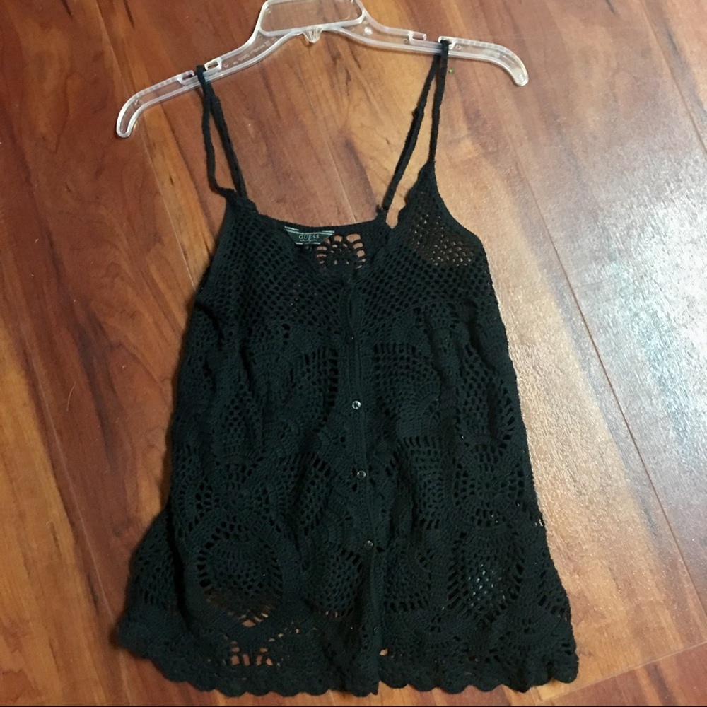 Black Crochet Knit Tank